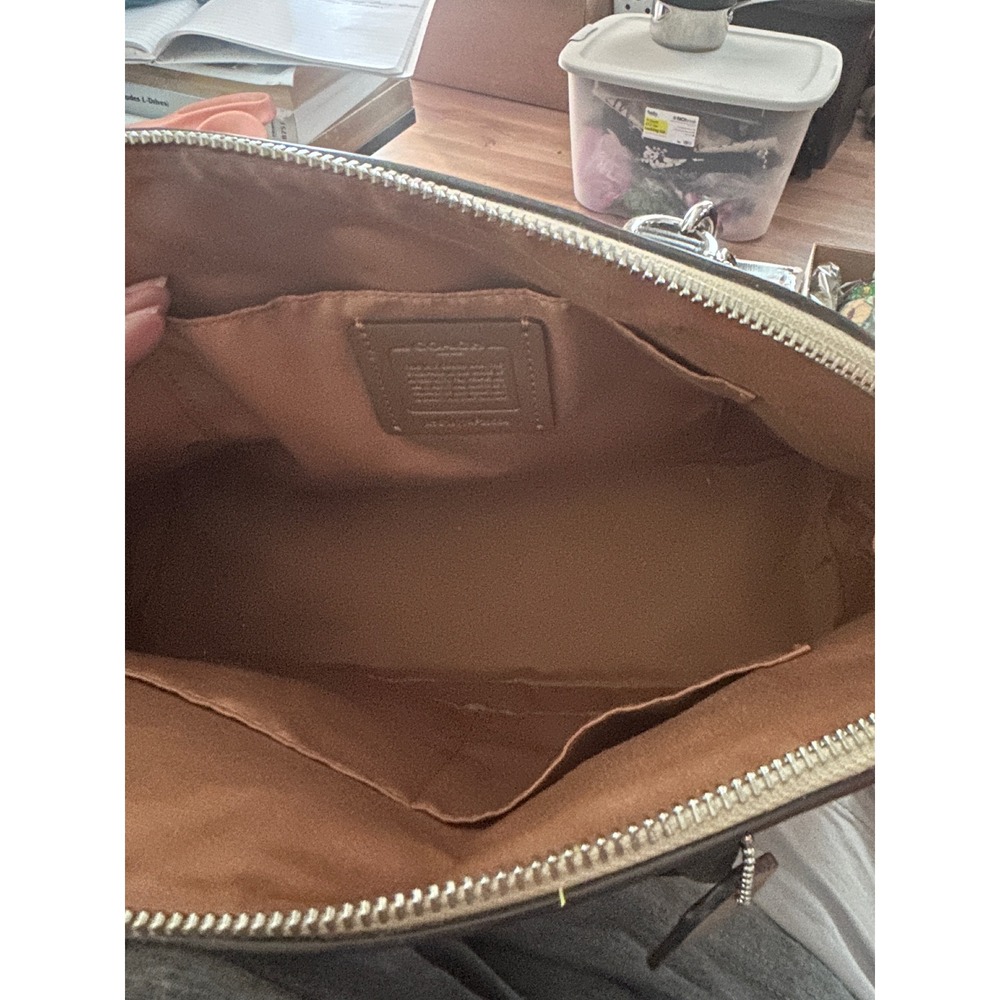Coach Signature Dome Satchel Handbag Purse Brown Beige Crossgrain Leather - Picture 6 of 7